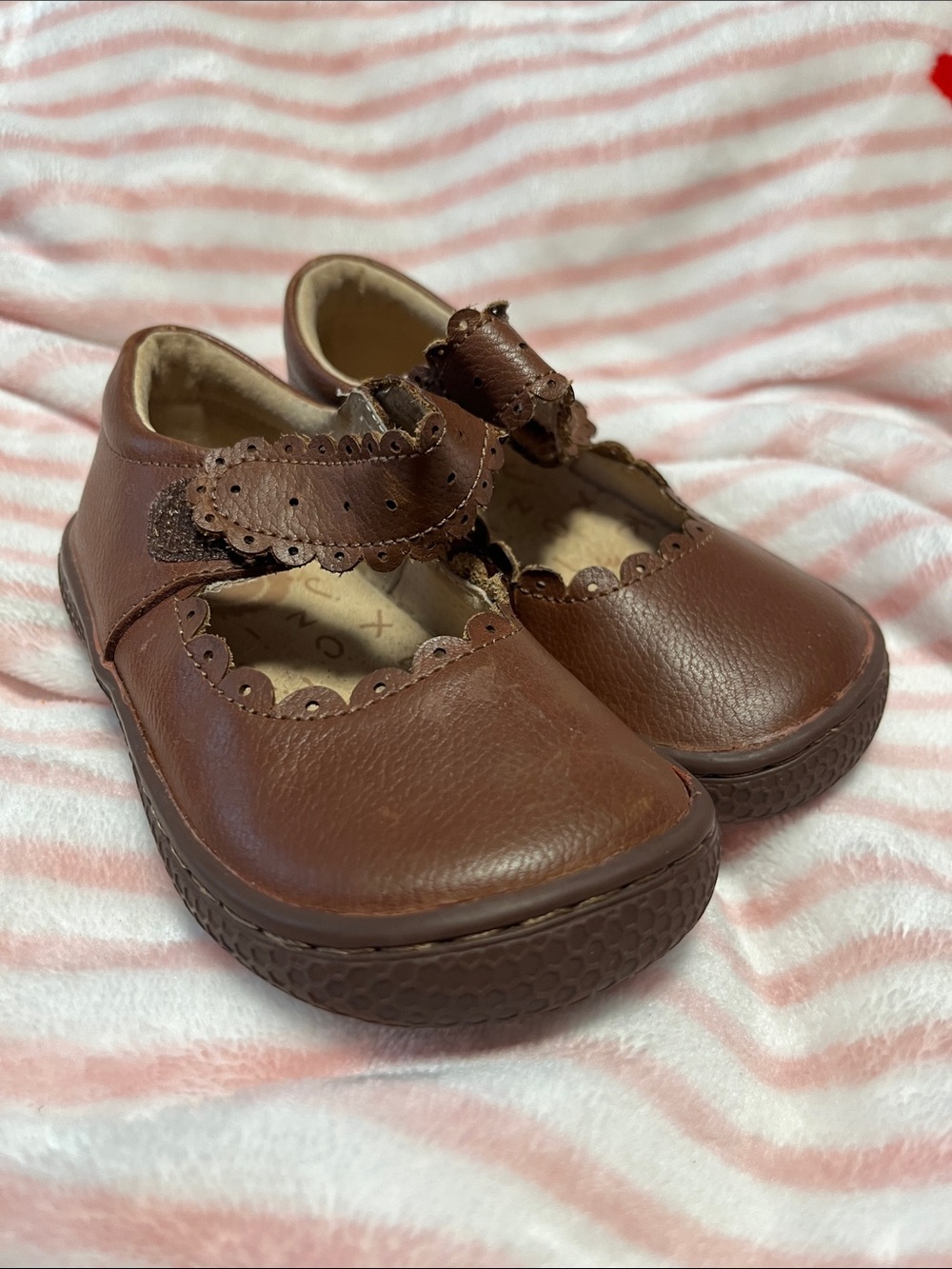Livie & Luca Brown Scalloped Mary Jane Kids Shoes